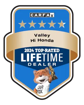Valley Hi Honda is a CARFAX Top-Rated Lifetime Dealer
