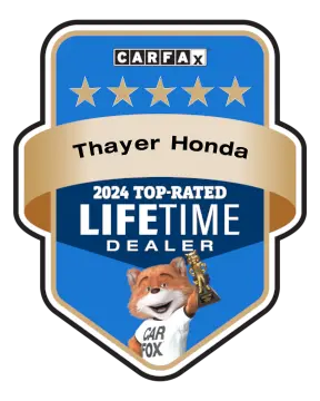 Thayer Honda is a CARFAX Top-Rated Lifetime Dealer