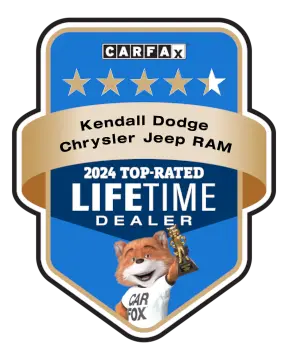 Kendall Dodge Chrysler Jeep Ram is a CARFAX Top-Rated Lifetime Dealer
