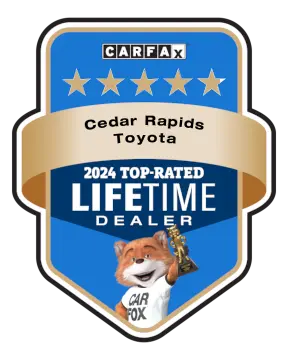 Cedar Rapids Toyota is a CARFAX Top-Rated Lifetime Dealer